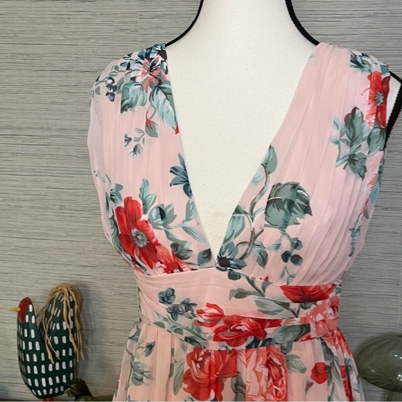 Lulus Garden Meandering Blush Floral Print Maxi Dress Size Small Pink Peach NWT - Picture 10 of 14